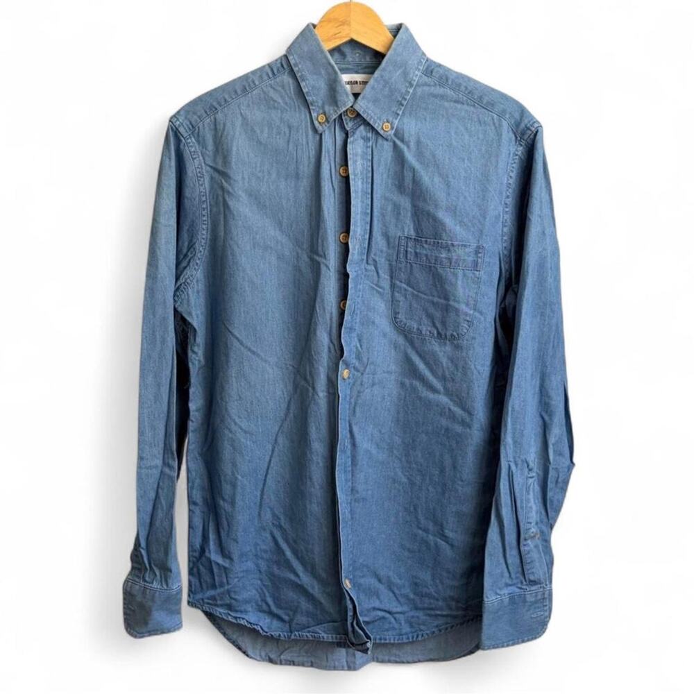 Taylor Stitch Chambray Style Denim Button Up Long Sleeve Western Men’s 38 Shirt